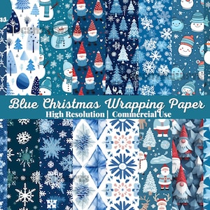 20 Papel Digital Azul de Natal para Imprimir, Pastel de Ephemera de Natal, Páginas de Fantasia Noel de Natal, Baixar Diário de Lixo, Scrapbooking, Fazer Cartões
