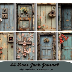 44 afdrukbare ongewenste dagboek, houten deuren, vintage dagboekpagina's, deur ongewenste dagboek, junk dagboek Digi Kit, houten deur dagboek
