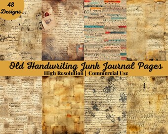 May include: 48 designs of old handwriting junk journal pages. High resolution, commercial use.