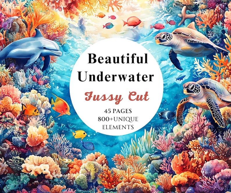 Coral Reefs Watercolor Fussy Cut Bundle, Sea Reef Images, Beautiful ...