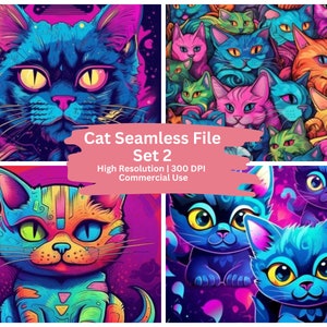 21 Cat Seamless File digital Seamless Patterns Papers Sublimation Sublimate File Cake Topper Tumbler Transfer File - set 2