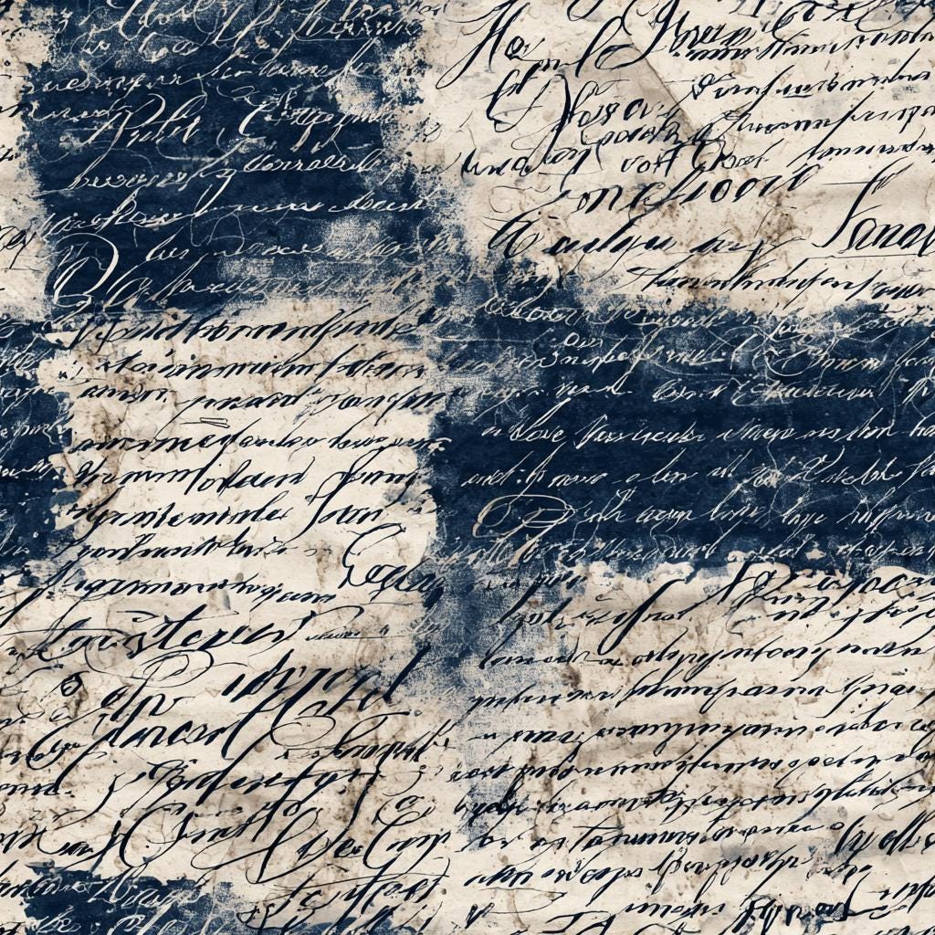 52 Indigo Vintage Script Digital Paper | Antique Handwriting Pattern ...