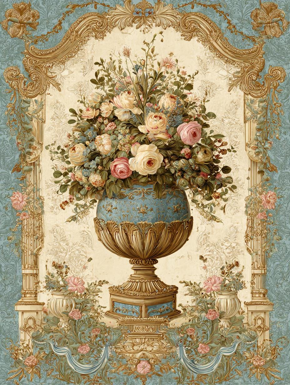 Pastel Rococo Background Rococo Versailles Fantasy Seamless Patterns – Pastel Rococo Digital ...
