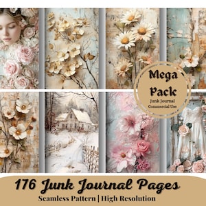 176 Junk Journal Pages | Rustic Style | Digital Paper | Scrapbook Supplies | Background Pages | Printables | Decoupage | Weathered Wood