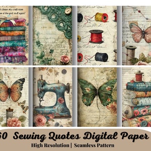 60 Sewing gift ideas, funny sewing quotes, gifts for sewing lovers, digital sewing junk journal