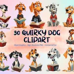 Bundle de 30 cliparts chien original chien lunatique sublimation clipart animaux graphiques fantaisiste chiot illustration chien allongé drôle animaux de compagnie