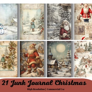 21 Junk Journal Kerstmis, vintage, , kieskeurige sneden, afdrukbaar, ephemera kerst, kerstkladjes, digitale papieren