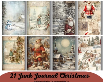 21 Junk Journal Christmas, Vintage, , Fussy Cuts, Printable, Christmas Ephemera, Christmas Scraps, Digital Papers