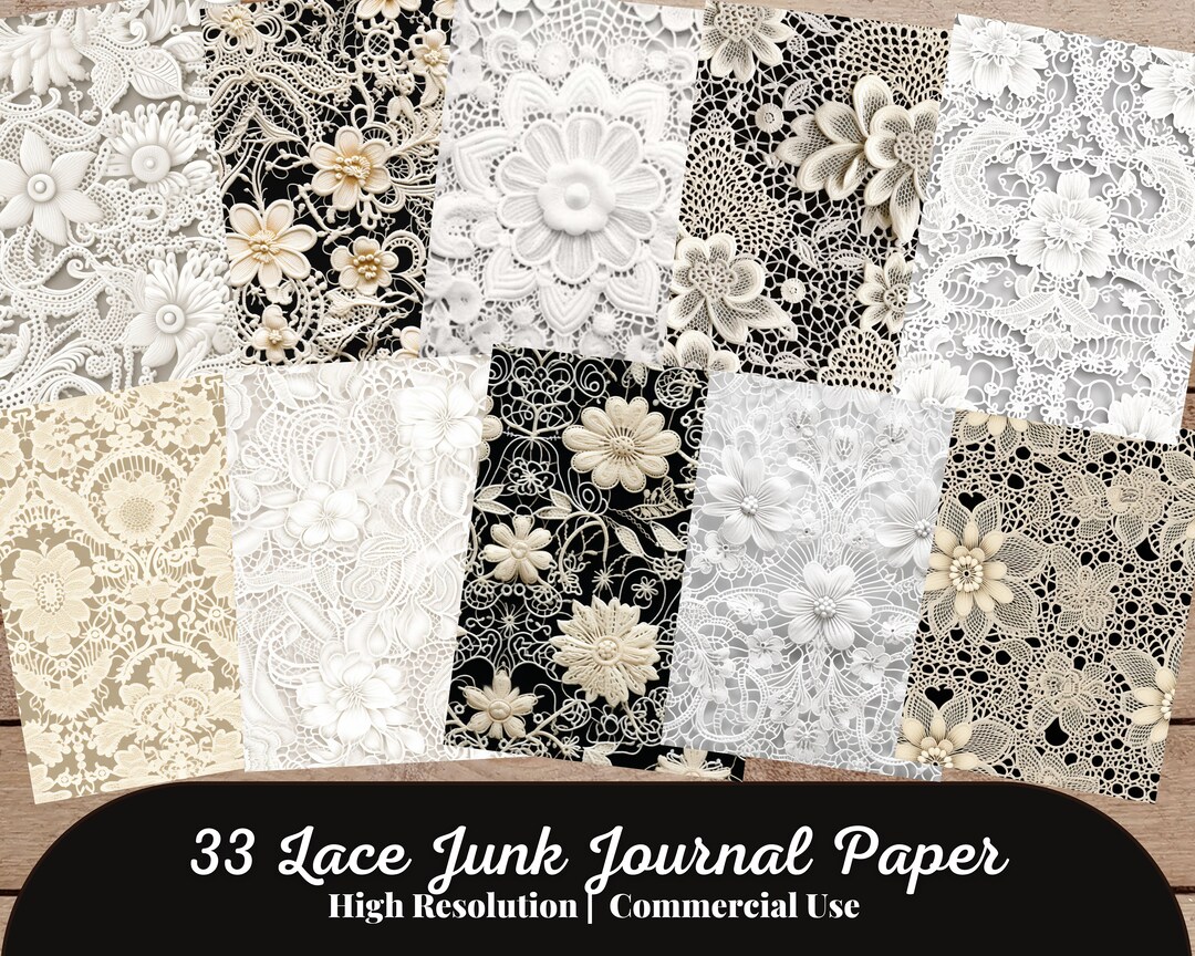 33 Lace Junk Journal Paper Background for Scrapbook Lace Decor for ...