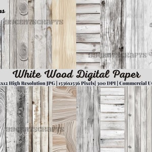 19 Papier numérique en bois blanc, Motif transparent, Papier texturé blanc, Bois rustique, Bois vieilli, Papiers numériques imprimables, Téléchargement numérique