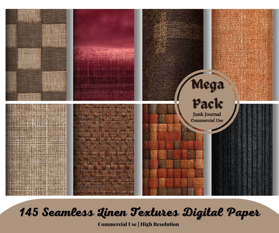 Linen Effect Paper 145 Seamless Linen Textures Digital Paper - Printable Paper for Instant ...
