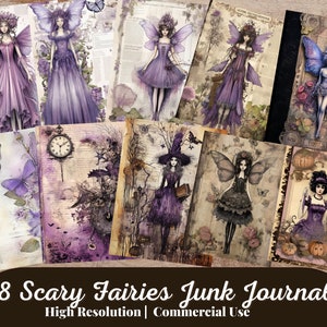 18 Scary Fairies Junk Journal Kit MINI Dark Fairies Crafting Printables