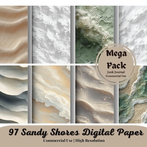 Kit de 97 papiers numériques pour scrapbooking Sandy Shores, TÉLÉCHARGEMENT numérique instantané, papiers haute définition, papier pour scrapbooking sable de plage