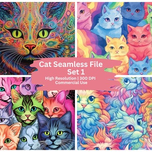 20 Cat Seamless File digital Seamless Patterns Papers Sublimation Sublimate File Cake Topper Tumbler Transfer File - Set 1