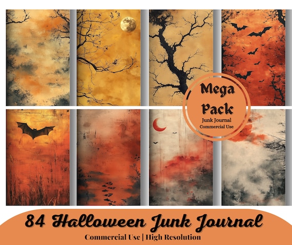 84 Digital background Creepy Halloween, Junk Journal, Spooky Halloween, High quality images, Scrapbooking, printing paper, Halloween paper