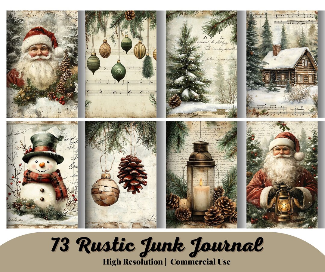 73 Rustic Christmas Junk Journal Kit, Merry Christmas Junk Journal ...