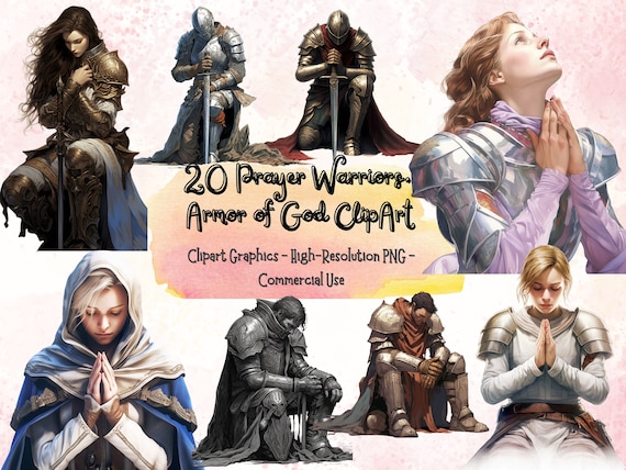 20 Prayer Warriors, Armor of God Clip Art, Full Armor of God PNGs,  Christian PNG, Digital Download, Commercial Use, Prayer Clipart