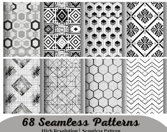 68 Seamless Patterns, Geometric PNG, Geometric Clipart, Geometric Vector, Lines Pattern, Geometric Pattern, Instant Download