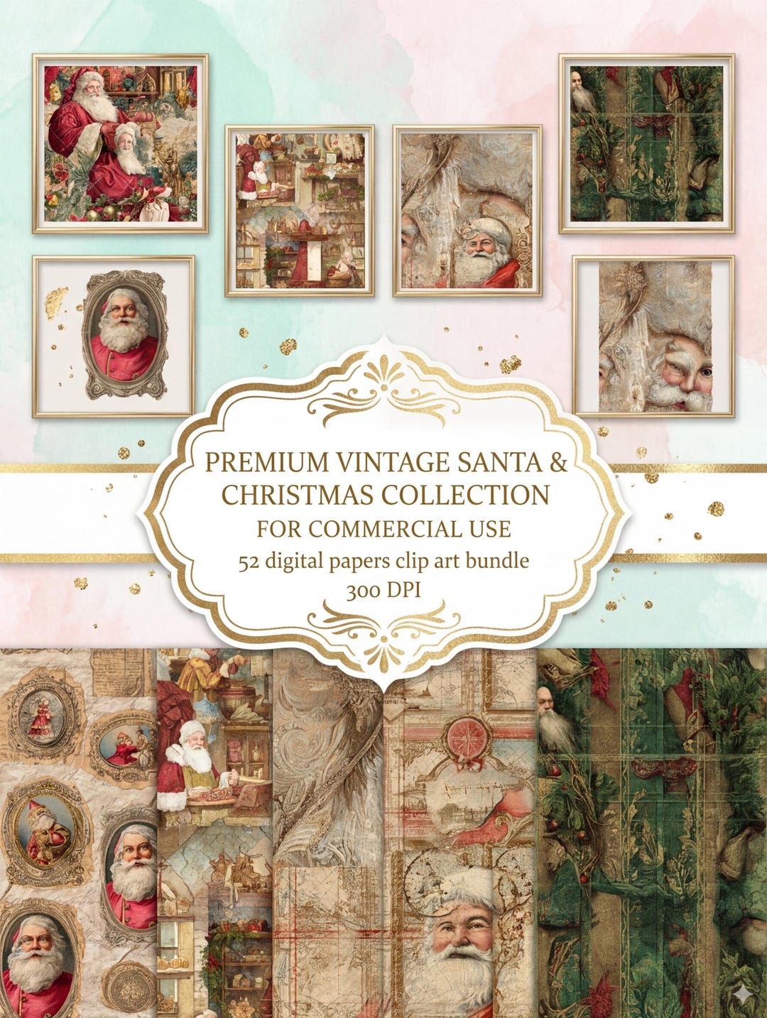 Santa Claus Junk Journal Digital Paper, Vintage Father Christmas ...