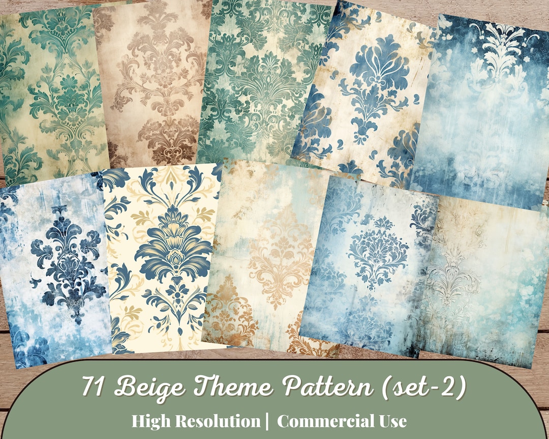 71 Beige Theme Pattern, Big Bundle Damask Pattern, Stripes, Dots ...