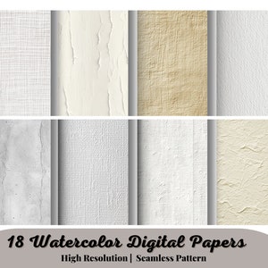 18 papiers numériques aquarelle - Textures de papier aquarelle - toile de fond numérique papier - Texture de papier blanc - clipart papier Scrapbooking numérique