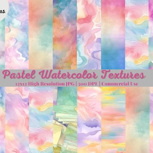 25 Pastel Watercolor Textures | Instant Download | Digital Paper | Watercolor Background | Pastel Colors | Commercial Use