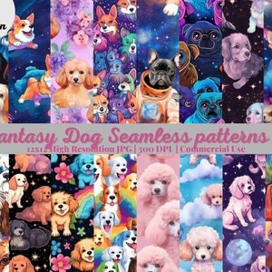 37 motifs Fantasy Dog sans couture, motifs Fantasy Dog, pour cartes, invitations, emballage cadeau, idéal pour les enfants et les adolescents, licence commerciale