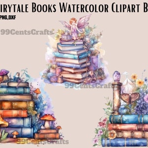 40 Fairytale Books Watercolor Clipart Bundle - Magical Enchanting Illustrations, Cute Storybook, PNG,Instant Digital Download,Commercial Use