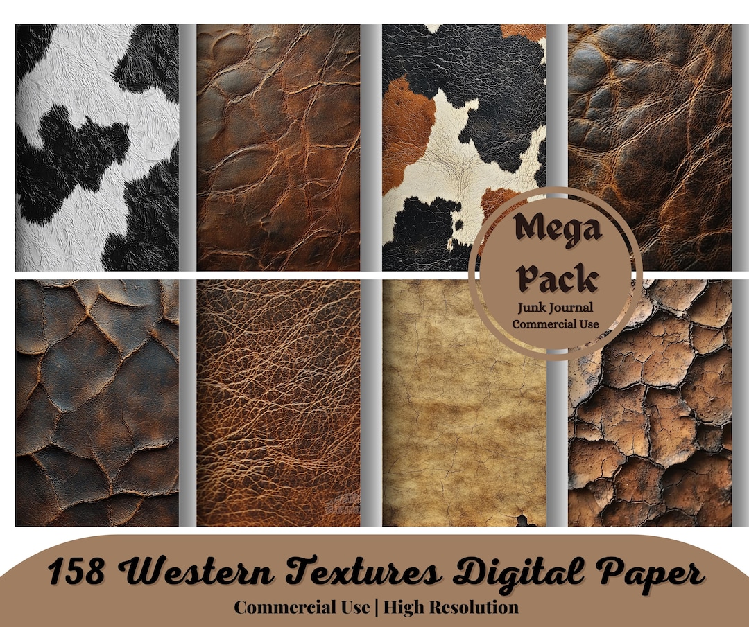 158 Western Textures Digital Paper, Seamless Cowboy Textures Digital ...