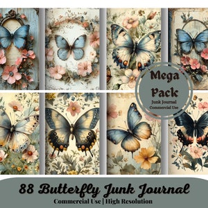 88 Aquarell Schmetterling Junk Journal Kit Fantasy Schmetterling Journal Seiten Junk Journal druckbare Papier Digitale Collage Blatt Sofort Download