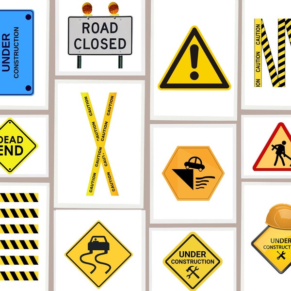Construction Signs, Safety Notice, Dead End Sign, Work Safety Sign, Caution Sign, Road closed sign, Under construction, Instant Download
