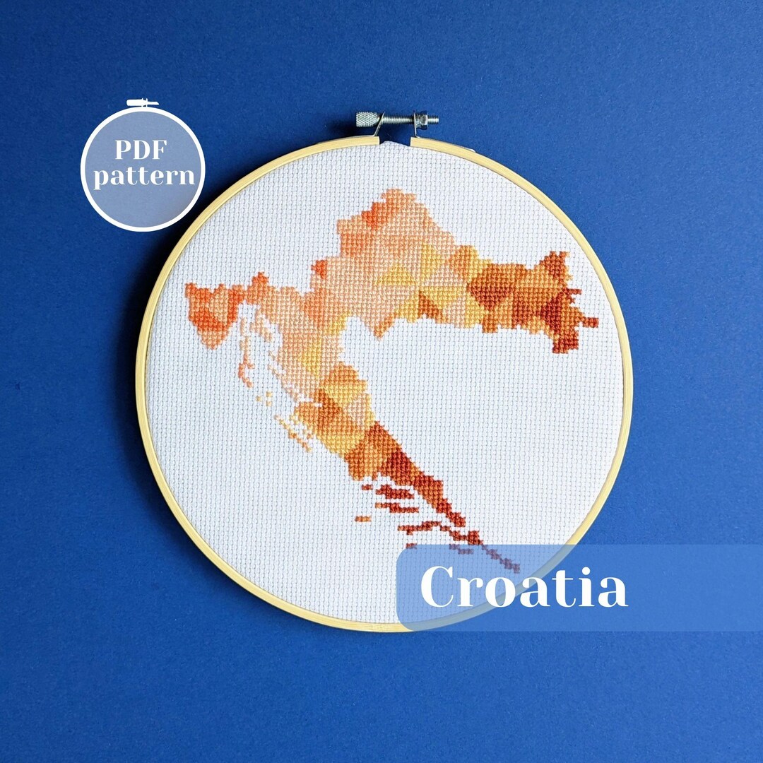 Croatia Cross Stitch Pattern. DIY Wall Poster Map. Self Love Gift for ...