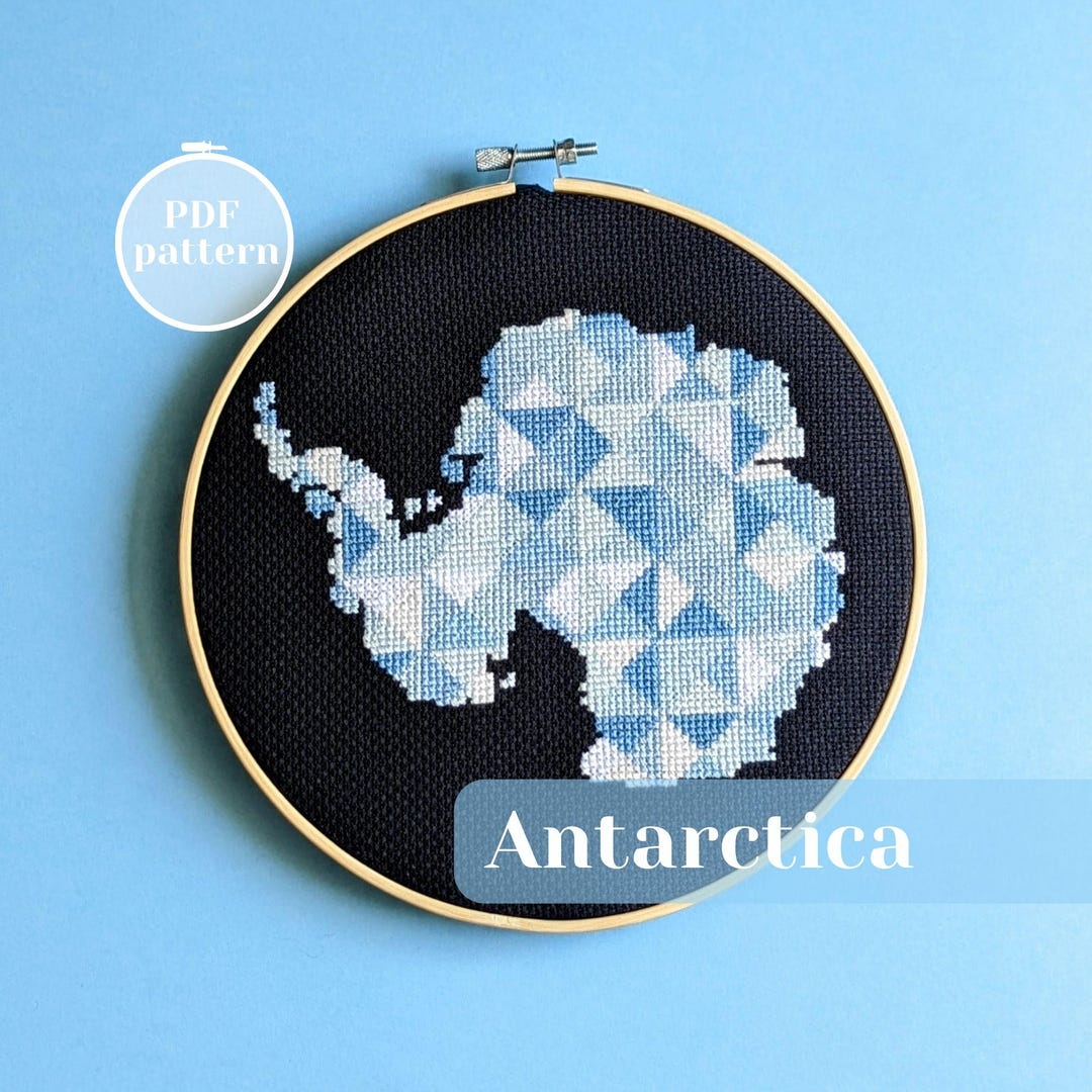 Antarctic Map Cross Stitch Pattern for Instant Download | Antarctica ...