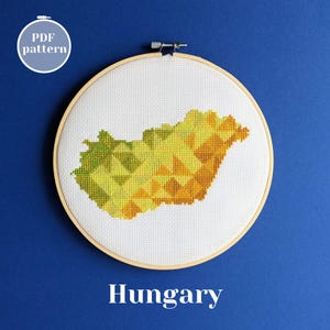 Modèle PDF point de croix Hongrie contour. Tableau xStitch compté simple à télécharger instantanément. Artisanat créatif en tissu avec un design géométrique