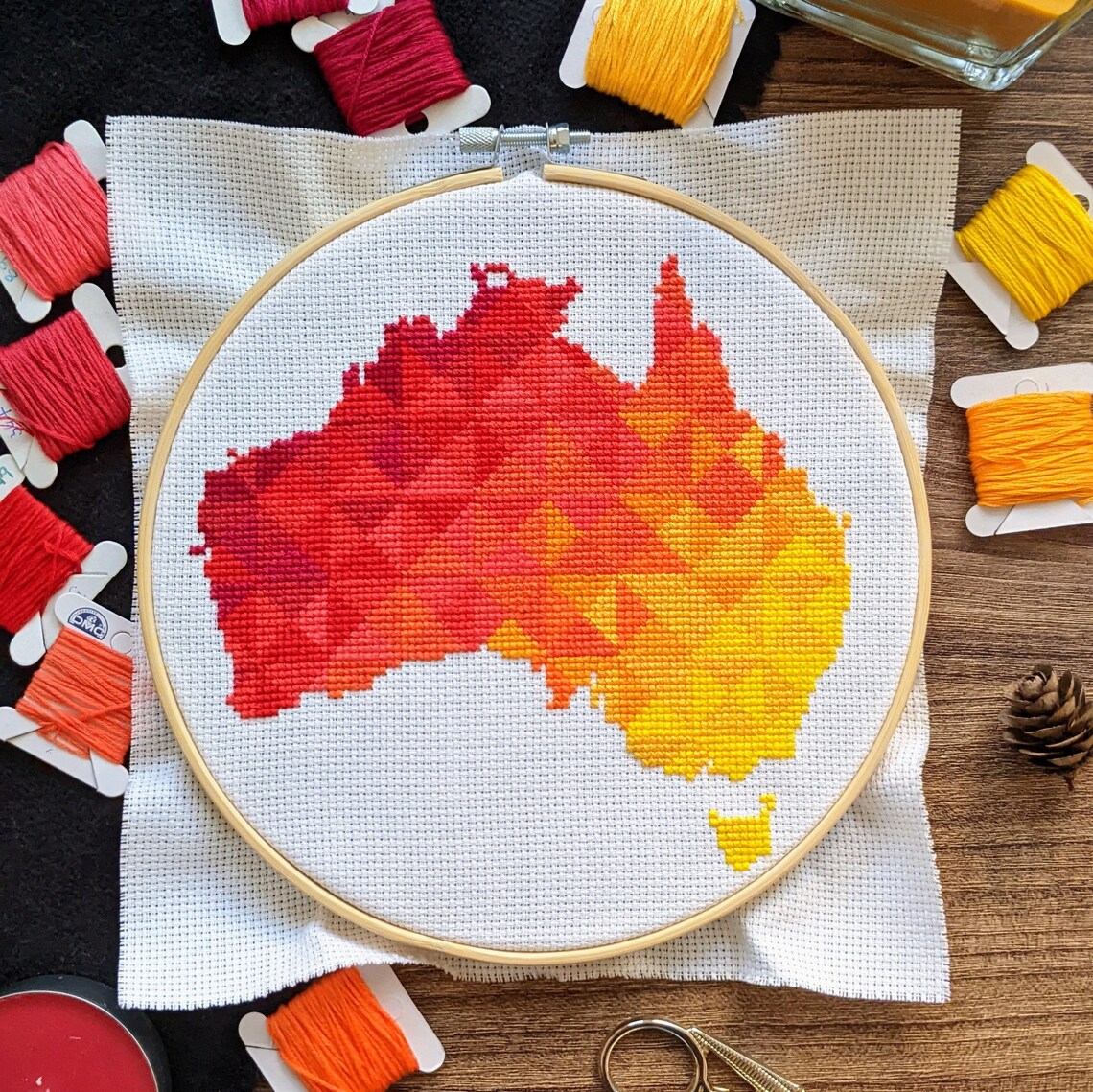 Australia Maps Set of TWO Modern Cross Stitch Patterns Etsy