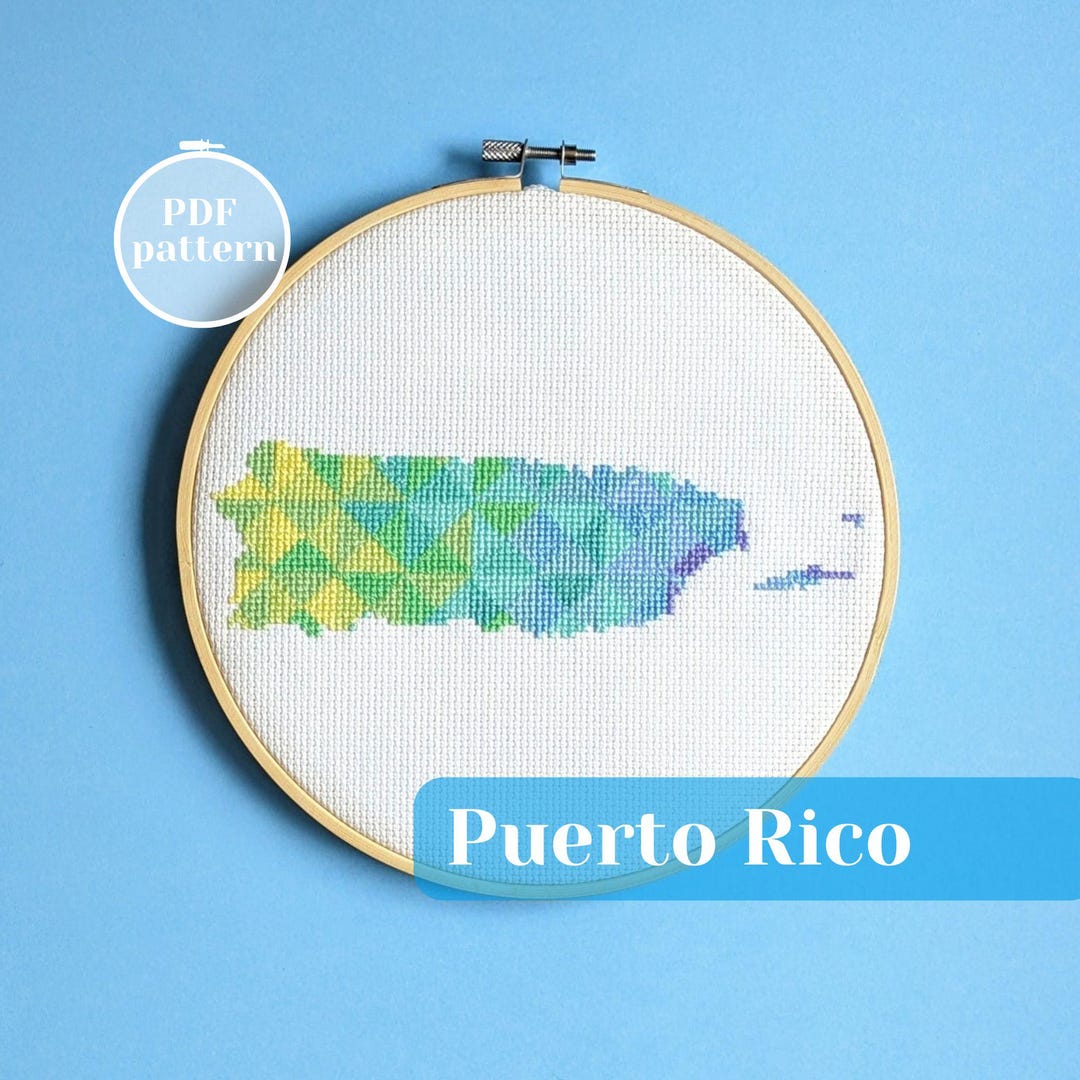 Puerto Rico Outline Cross Stitch Pattern. Modern Xstitch Design in ...