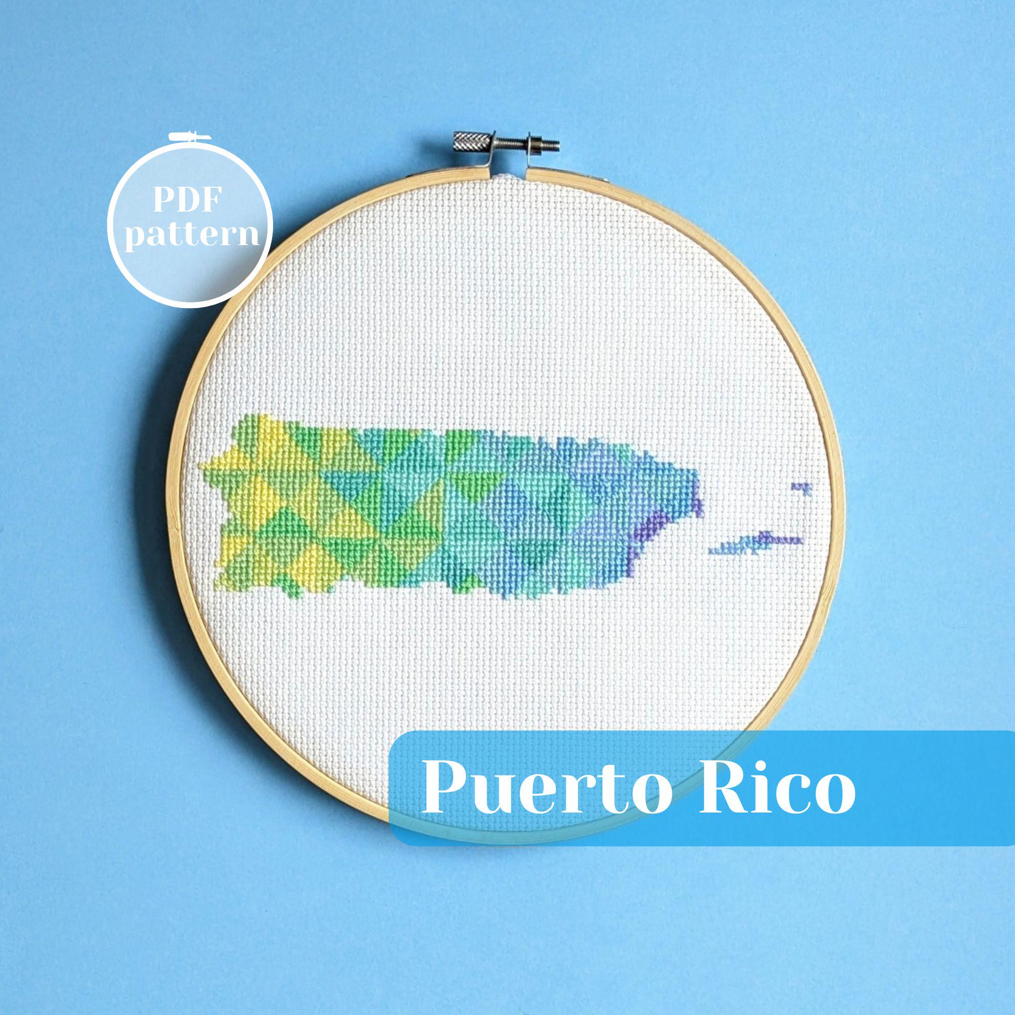Puerto Rican Pattern Design Puerto Rico Outline Cross Stitch Pattern. Modern Xstitch Design in ...