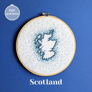 Grille point de croix, carte de l'Ecosse. Idée cadeau DIY unique pour une première maison sur le thème de l'Écosse. Tutoriel numérique pour les fans d'Outlander