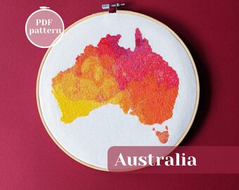 Australia Map Cross Stitch PDF | Australian Embroidery Chart | Counted Needlework Pattern | Instant Download | DIY Travel Decor