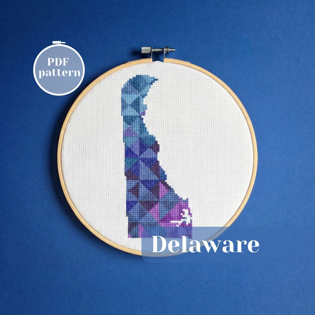 Delaware (USA) Map Cross Stitch Pattern for Instant Download. State ...