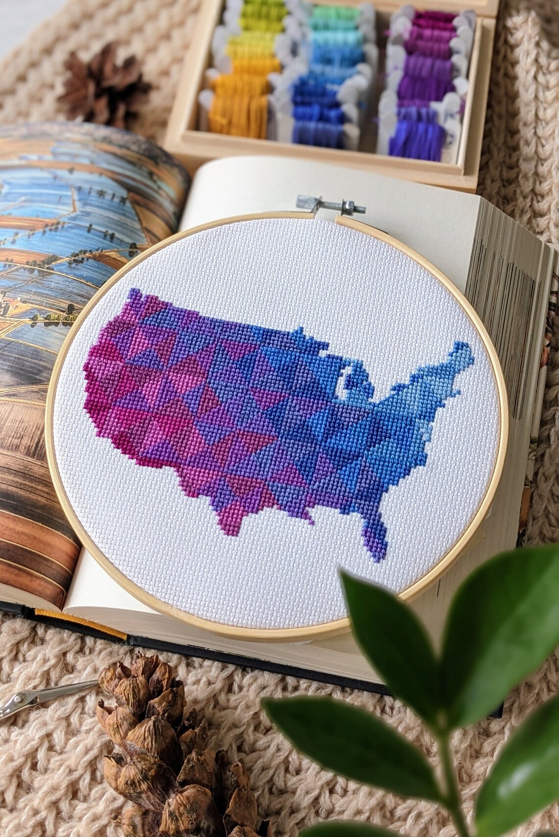 USA Map Shape Cross Stitch Pattern. United States of America Creation ...