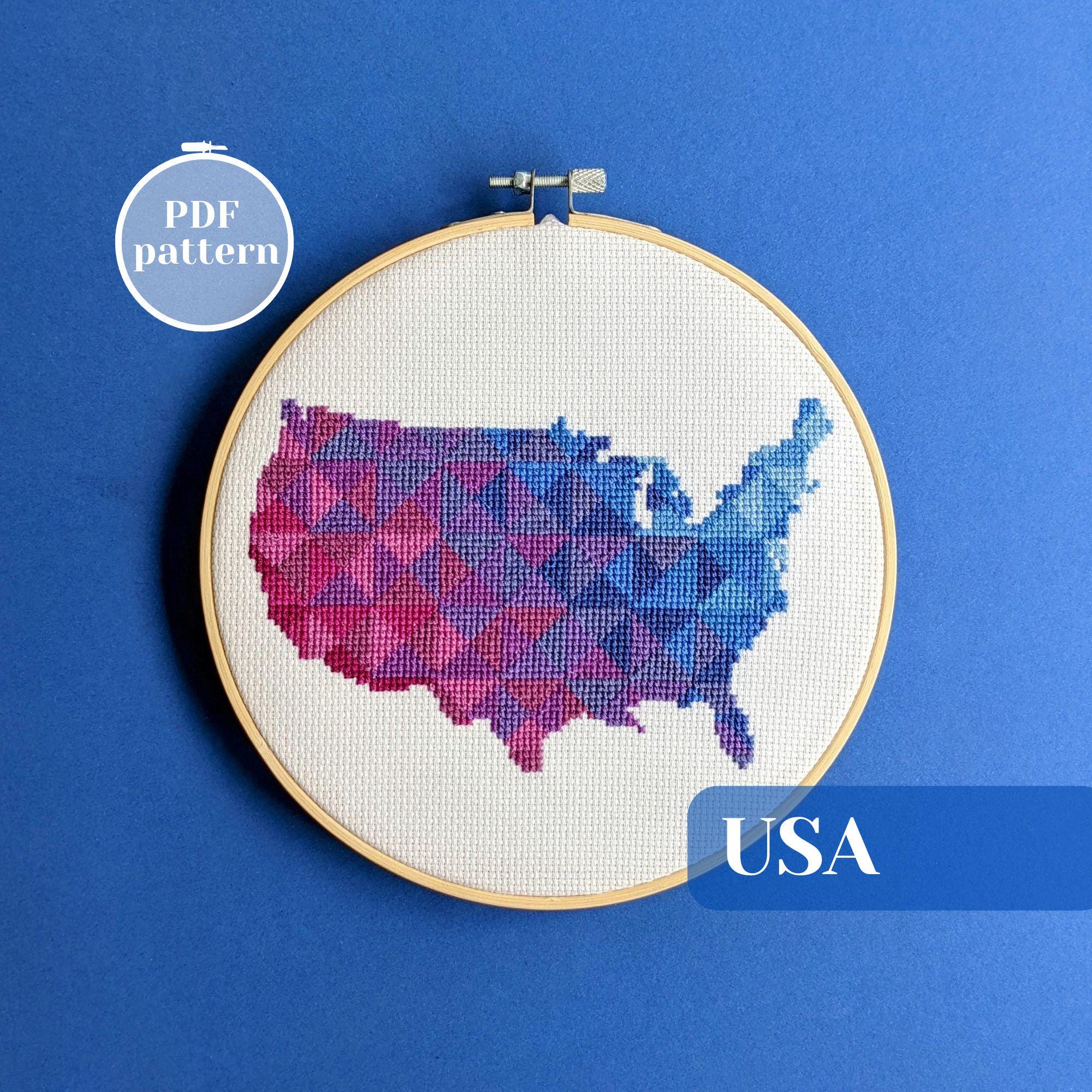 Cross stitch us map - Etsy 日本