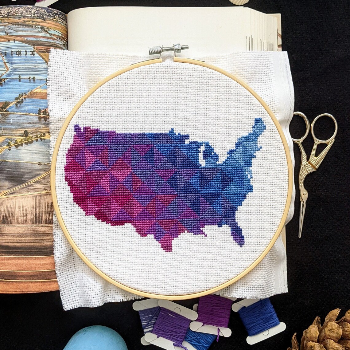 USA Map Shape Cross Stitch Pattern. United States of America Creation ...