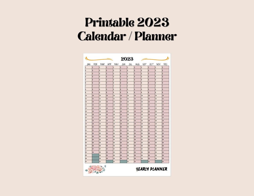2023 Digital Yearly Calendar Planner, Printable Calendar, Goodnotes, on