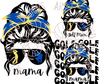Golfmamma, Messy Bun Golf Mama Bundle, Golfmamma, Golf SVG, PNG-filer, Golfgåvor, Golfmamma, 3-designpaket