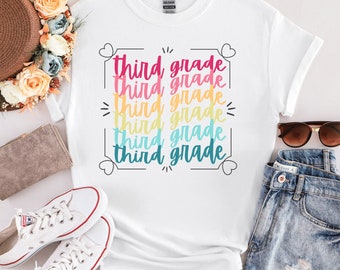 3rd Grade Teacher SVG, Third Grade Teacher Tshirt, Cute Classroom Teacher Gift, Retro Teacher Tees, Third Grade Squad SVG PNG Sublimation