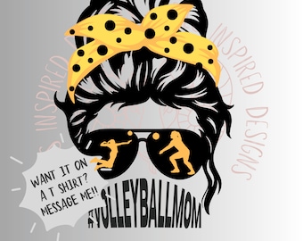 Volleyball Mom Messy Bun SVG,  #volleyballmom, Black and Gold, Volleyball Mom png, Volleyball mom SVG, Volleyball mom life, Volleyball SVG