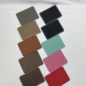 3" x 2" Case of 25 Leatherette Patches with Adhesive Backing - Laser blanks, laserable blanks, UV printing, heat press, engravable, hat