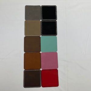 2.5" Case of 25 Square Leatherette Patch with Adhesive Backing wholesale - laserable blanks, UV, heat press, engravable, engraving, hat