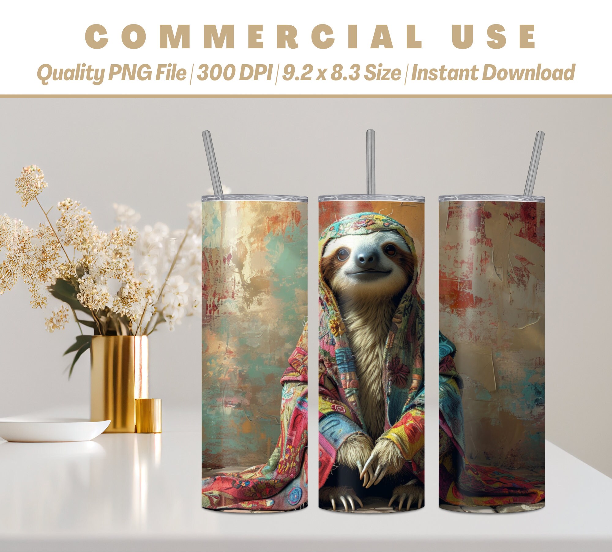 20oz Sloth Patchwork Tumbler Design | Cool and Unique | Diverse Wrap ...